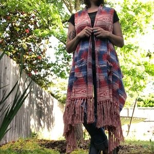 Denim & Supply Southwestern Fringed Cardigan Vest